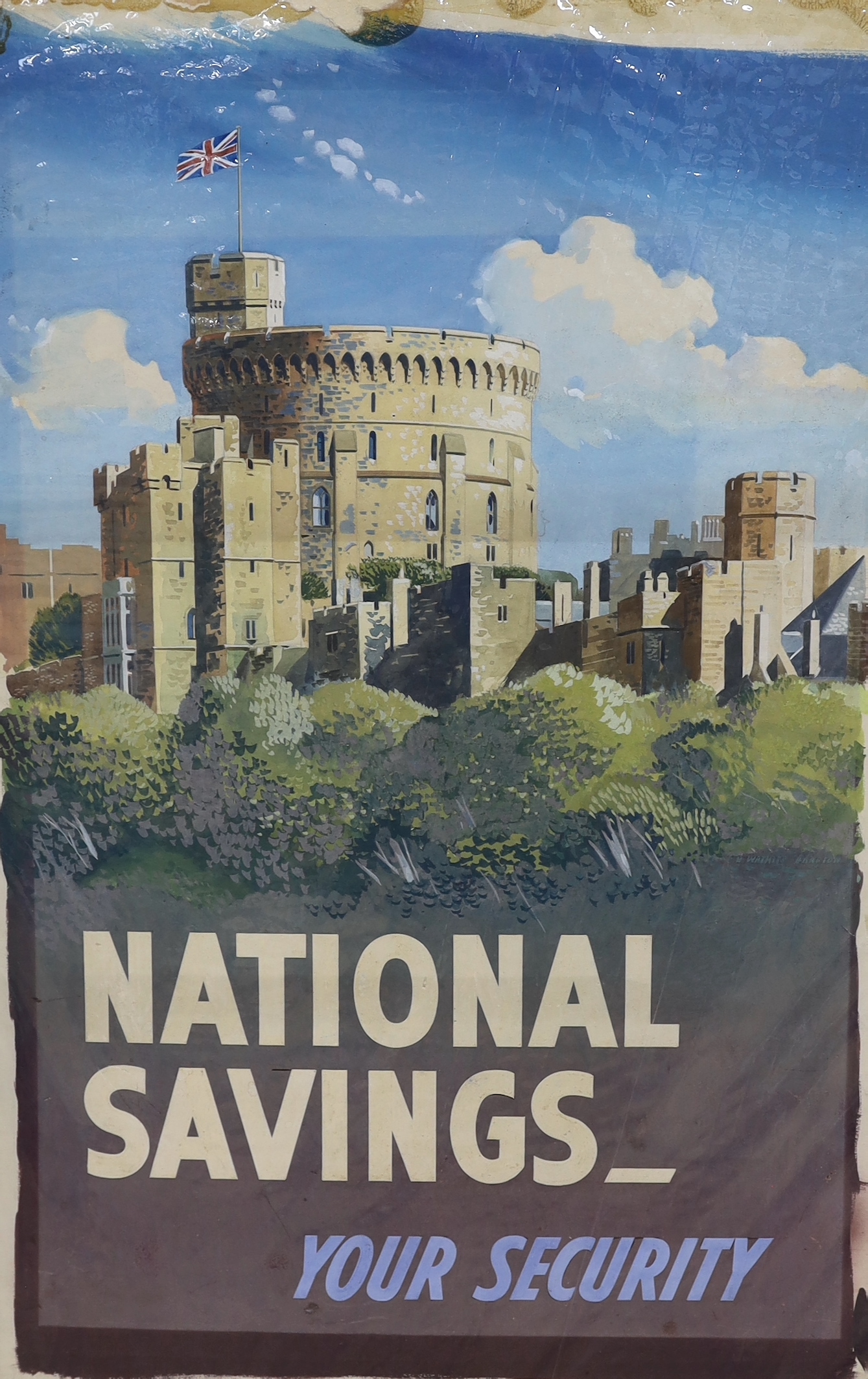 C.D. Watkiss Grafton, original gouache design for a National Savings poster, 'National Savings - Your Security', signed, 77 x 52cm, overall 86 x 58cm, unframed